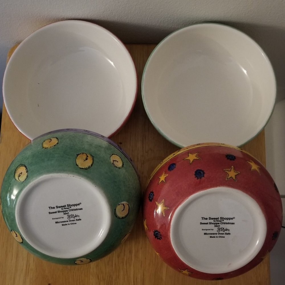 Sango SWEET SHOPPE CHRISTMAS Snowman Soup / Cereal Bowls Set of 4